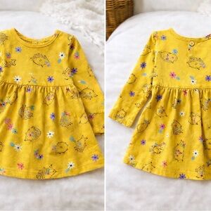 Wonder Nation Baby Girl Yellow Hedgehog Dress 0–3M